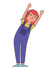 woman cartoon raised arms character