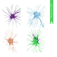 Set of watercolor handdrawn blots