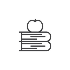 Apple and books outline icon. linear style sign for mobile concept and web design. Knowledge simple line vector icon. Symbol, logo illustration. Pixel perfect vector graphics