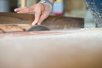 Woodworking, carpentry, skilled in cutting wood with a saw blade