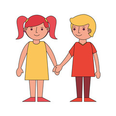 cute boy and girl holding hands friends