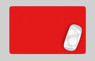 Rectangular Blank mouse pad with computer mouse for branding or design presentation. 3d render illustration. © godesignz