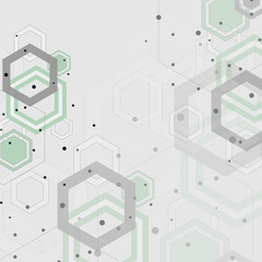 Beautiful pattern of green and gray hexagons
