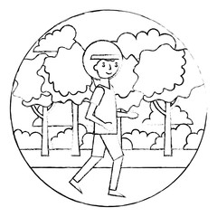man athlete running with landscape