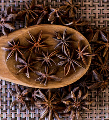 star anise on wooden spoon