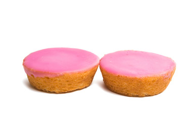 Dutch biscuit in pink glaze isolated