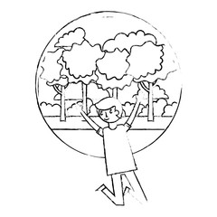 young man celebrating with landscape icon