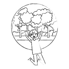 young man with cap celebrating in landscape icon