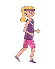 woman cartoon fitness activity in sportwear