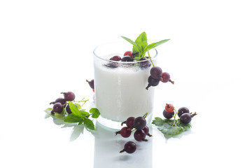 sweet homemade yogurt with black currant