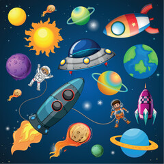 Astronaut and Rocket in Space