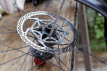 bicycle repair and cleaning process, cycle parts close up, bike workshop 