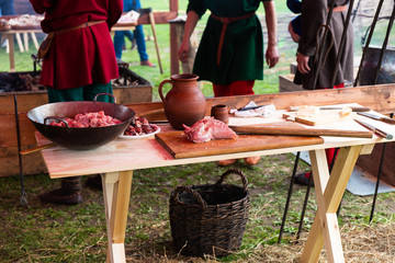 Raw meat on a cutting board