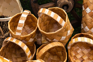 Brown wooden baskets