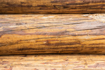Detail of a wooden log wall