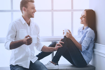 Beautiful Young Business Couple in Classic Shirts