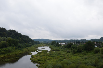 Fototapeta na wymiar San river near Solina-Myczkowce dam. Bieszczady Mountains. Myczkowce,Poland.