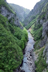 Fototapeta na wymiar PIva river in Piva Canyon. Durmitor National Park. Montenegro, Balkans, Europe.