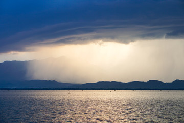 Fototapeta premium Beautiful rain storm in the Lake