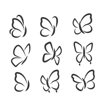 Butterflies icons set