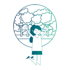 woman happy celebrating with park background