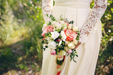 White-orange wedding bouquet