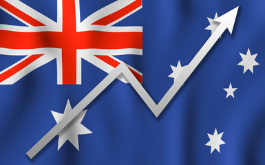 Up arrow of flag Australia background