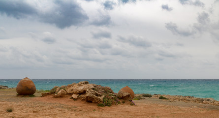 Storm on the sea. Strong wind. Ancient pitcher.