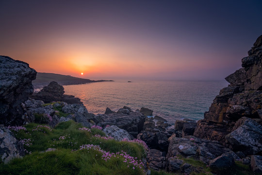 Sunset over the Cornish coast