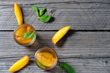 delicious and cold peach cocktail