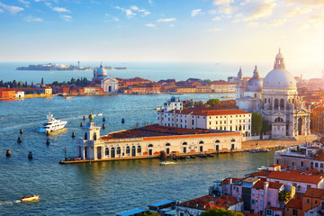 Venice Italy. Top view at Cathedral of Santa Maria della Salute