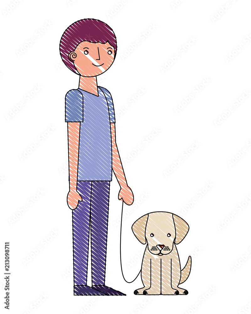 Canvas Prints man holding pet dog characters