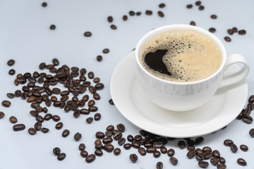 White cup of coffee on White background