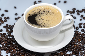 White cup of coffee on White background