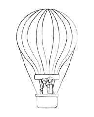 Fototapeta premium couple lover traveling in the balloon air hot