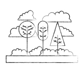 landscape with trees plants icon