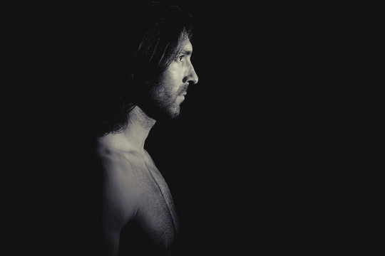 Muscular man looking away
