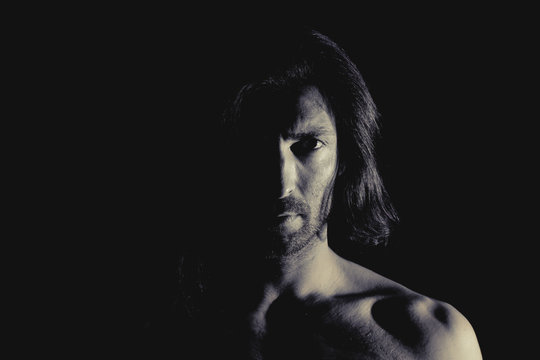 Muscular man looking away