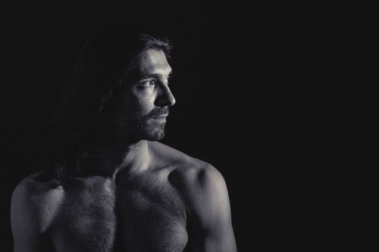 Muscular man looking away