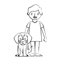 little boy with dog mascot avatar character