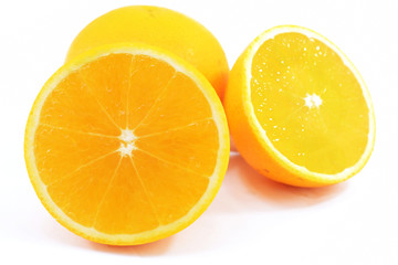 fresh orange slices on a white background