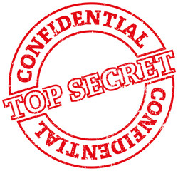 round red grungy top secret rubber stamp