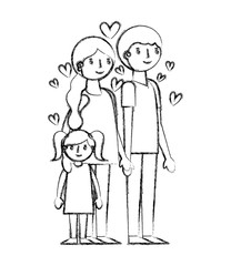 happy family with hearts avatars characters