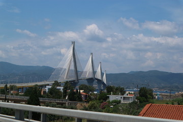 View to Rio-Antirio bridge from the road, Greece