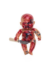 scary doll, Halloween on a white background