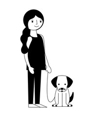 young woman with dog mascot avatar character