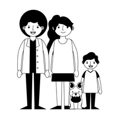 happy family with dog mascot icon