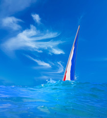 Naklejka premium sailing sails boat waves sea weather