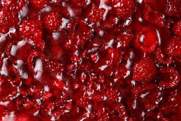 Raspberry jelly cake. Close up texture.