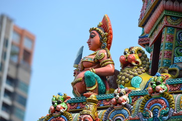 color temple Sri Mariamman thailand bangkok hinduism religion india sculpture gods